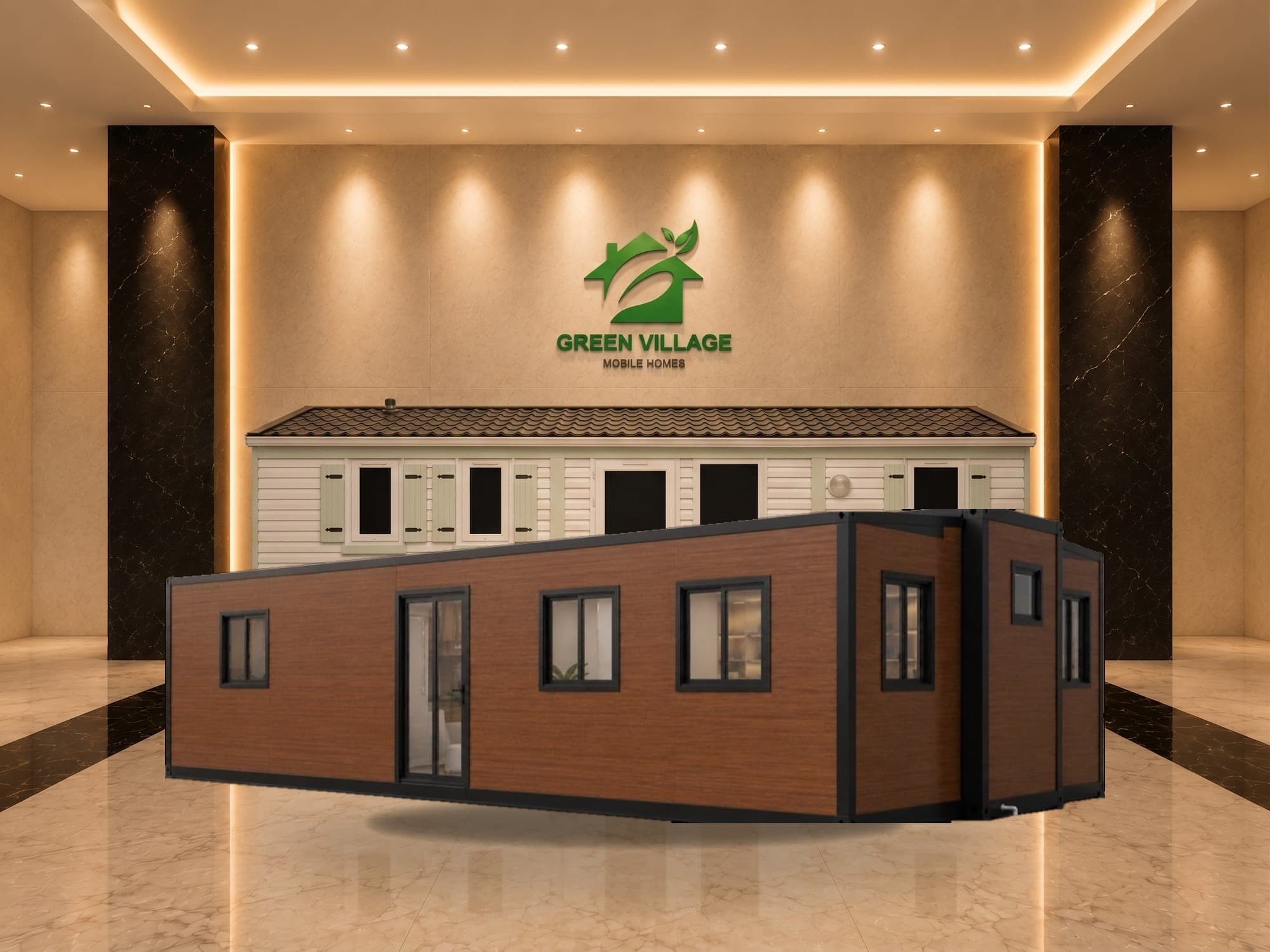 Contentor Expansível Asa Dupla Tecto Plano 40 pés 3 Chambres