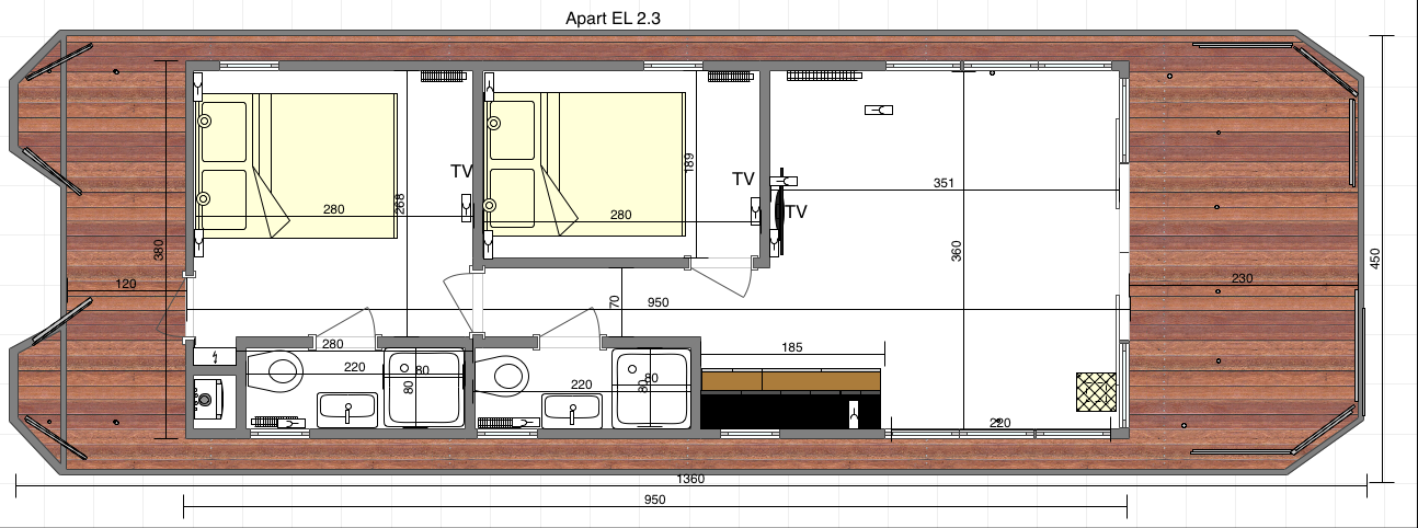 Houseboat Apartboat EL 2 Bedrooms 40.00 m² 2