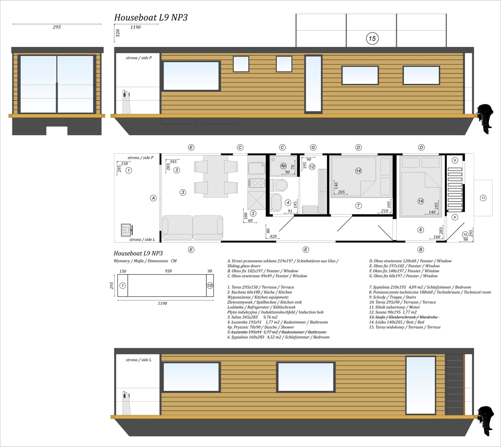 Houseboat Canal Boat 2 Bedrooms 35.70 m² 9