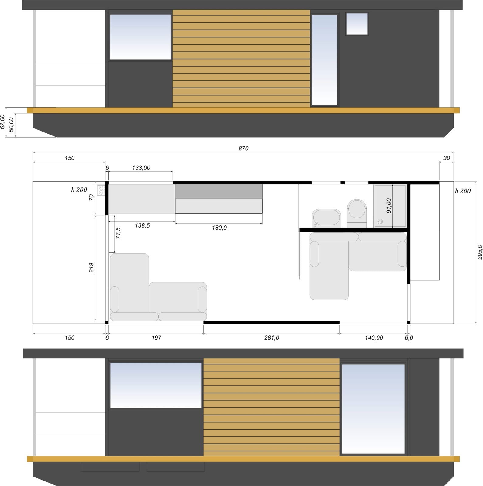 Houseboat Tiny 1 Bedroom 21.67 m² 6